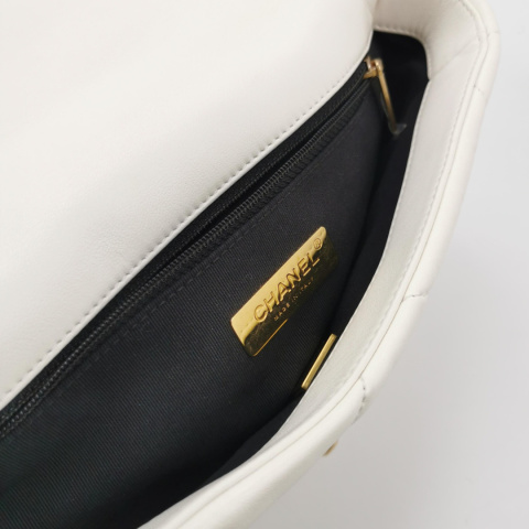 Chanel 19 bag small size white
