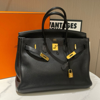 Hermes Birkin 35 Togo Platinium Bag Black