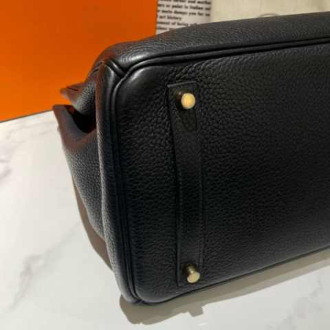 Hermes Birkin 35 Togo Platinium Bag Black
