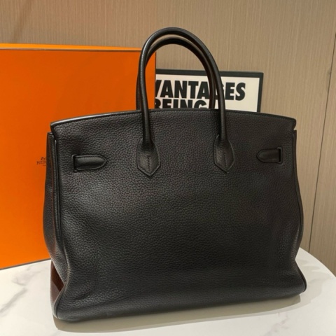 Hermes Birkin 35 Togo Platinium Bag Black