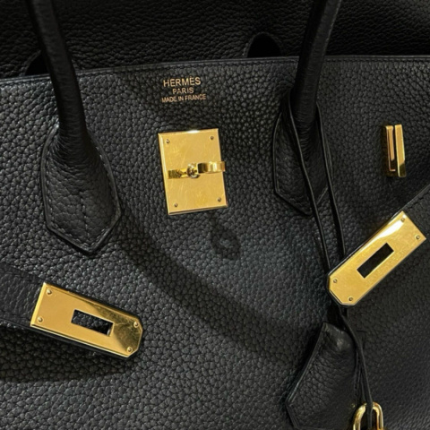 Hermes Birkin 35 Togo Platinium Bag Black